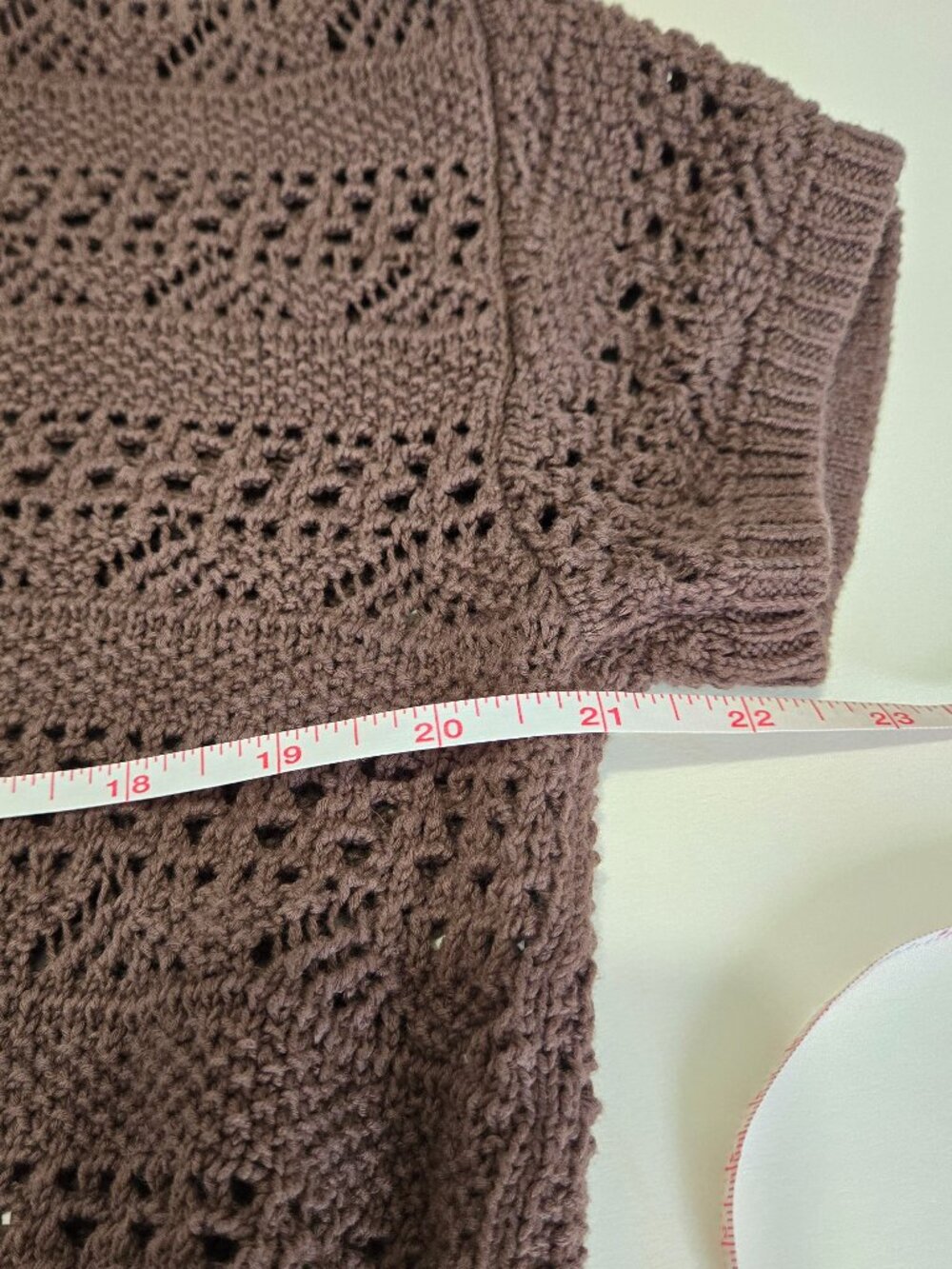 LOFT Deepest Brown Pointelle Knit Short Sleeve Sweater Tee - Picture 9 of 9